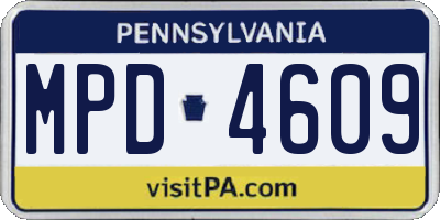 PA license plate MPD4609