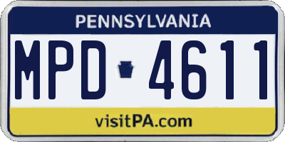 PA license plate MPD4611