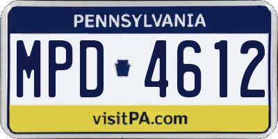 PA license plate MPD4612