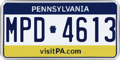 PA license plate MPD4613
