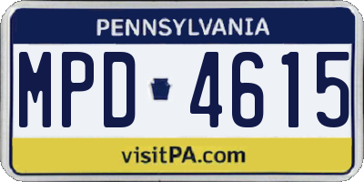 PA license plate MPD4615