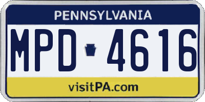 PA license plate MPD4616