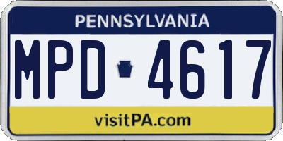 PA license plate MPD4617