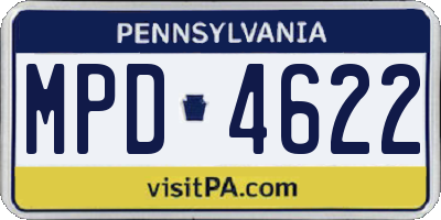 PA license plate MPD4622