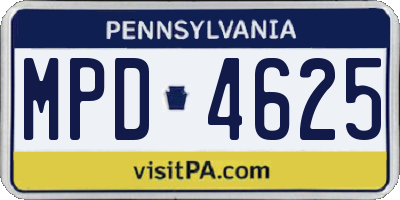PA license plate MPD4625