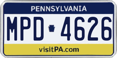 PA license plate MPD4626