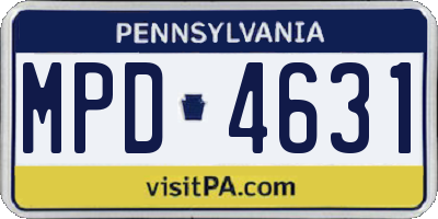 PA license plate MPD4631