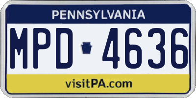 PA license plate MPD4636