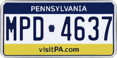 PA license plate MPD4637