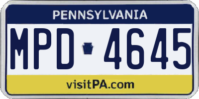 PA license plate MPD4645