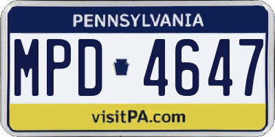 PA license plate MPD4647