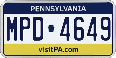 PA license plate MPD4649