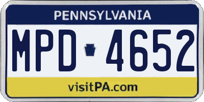 PA license plate MPD4652