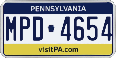 PA license plate MPD4654