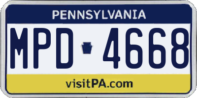 PA license plate MPD4668