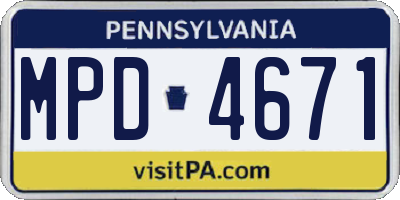 PA license plate MPD4671