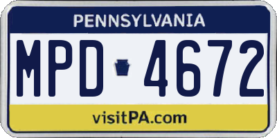 PA license plate MPD4672