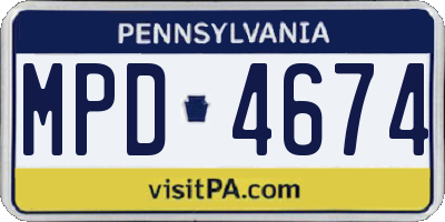 PA license plate MPD4674