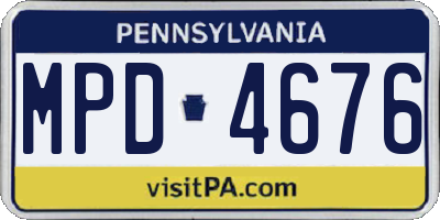 PA license plate MPD4676