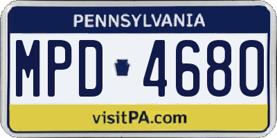 PA license plate MPD4680