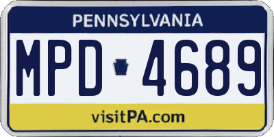 PA license plate MPD4689