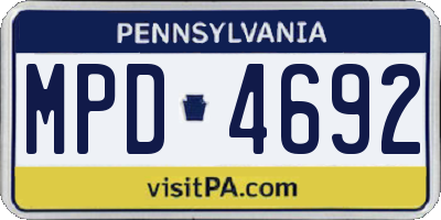 PA license plate MPD4692