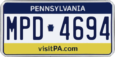 PA license plate MPD4694