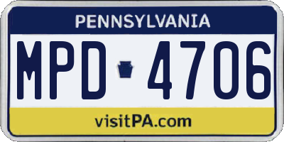PA license plate MPD4706