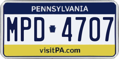 PA license plate MPD4707