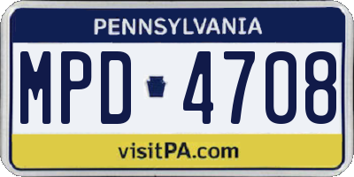 PA license plate MPD4708