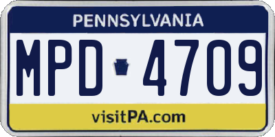 PA license plate MPD4709