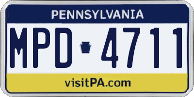 PA license plate MPD4711