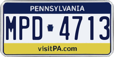 PA license plate MPD4713