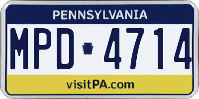 PA license plate MPD4714