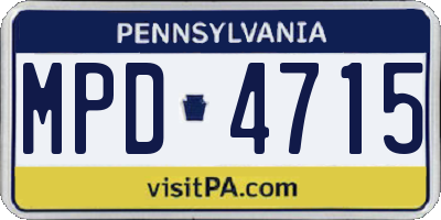 PA license plate MPD4715