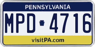 PA license plate MPD4716