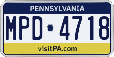 PA license plate MPD4718