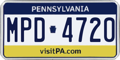 PA license plate MPD4720