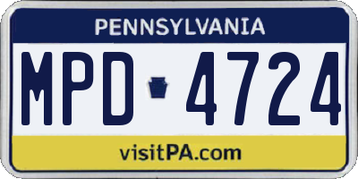 PA license plate MPD4724