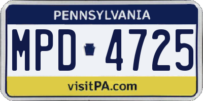 PA license plate MPD4725