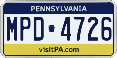 PA license plate MPD4726