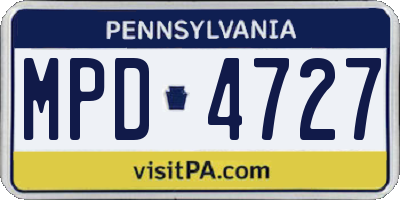 PA license plate MPD4727
