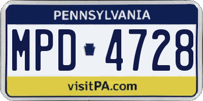 PA license plate MPD4728