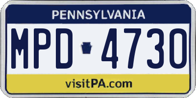 PA license plate MPD4730