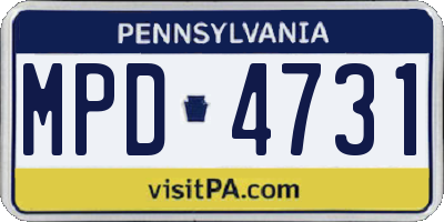 PA license plate MPD4731
