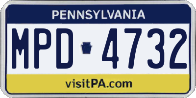 PA license plate MPD4732