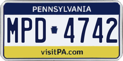 PA license plate MPD4742