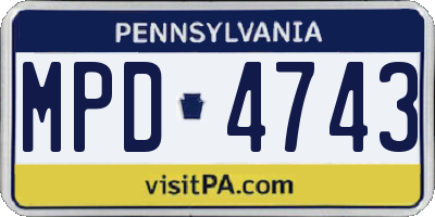 PA license plate MPD4743