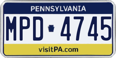 PA license plate MPD4745