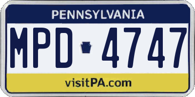 PA license plate MPD4747